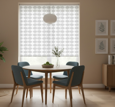 Tenda a rullo sala da pranzo composizione foglie eleganti - TenStickers