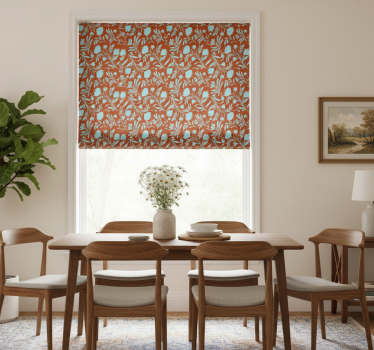 Tenda a rullo sala da pranzo design fiori blu originali - TenStickers