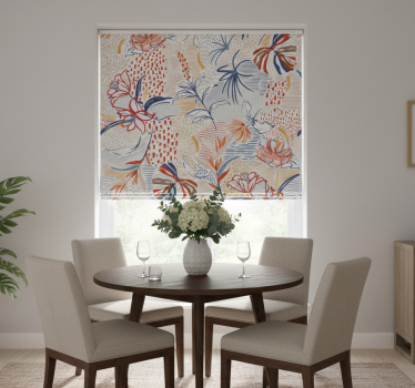 Tenda a rullo sala da pranzo design floreale elegante - TenStickers