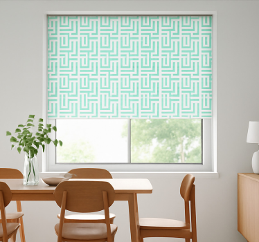 Tenda a rullo sala da pranzo effetto quadrati geometrici blu - TenStickers