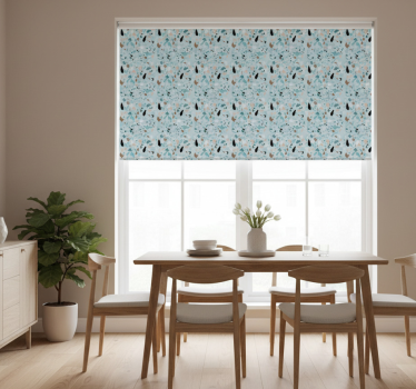 Tenda a rullo sala da pranzo effetto terrazzo azzurro - TenStickers