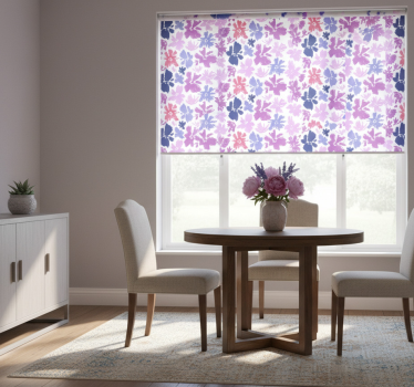 Tenda a rullo sala da pranzo esposizione floreale viola - TenStickers