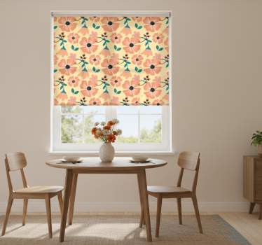 Tenda a rullo sala da pranzo fiori arancioni - TenStickers