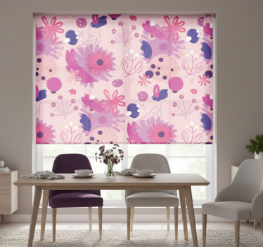 Tenda a rullo sala da pranzo fiori astratti viola - TenStickers