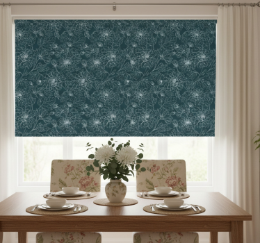 Tenda a rullo sala da pranzo fiori bianchi grandmillenial - TenStickers