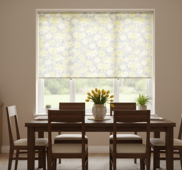 Tenda a rullo sala da pranzo fiori gialli floreali - TenStickers