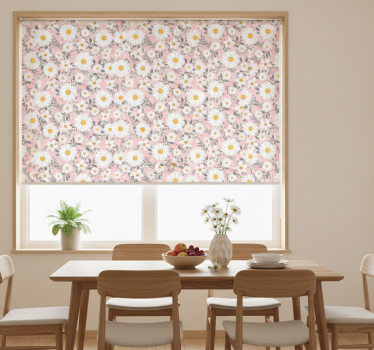 Tenda a rullo sala da pranzo fiori margherita rosa - TenStickers