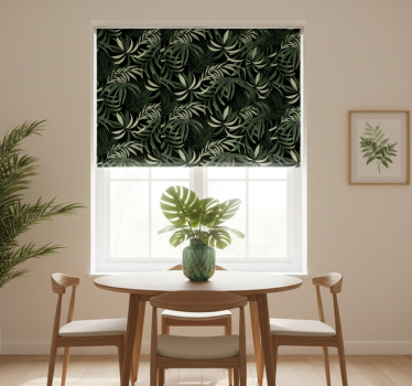 Tenda a rullo sala da pranzo foglie tropicali verdi - TenStickers