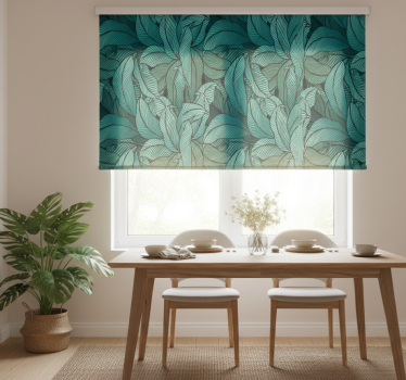 Tenda a rullo sala da pranzo foglie verde scuro naturali - TenStickers
