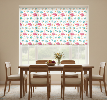 Tenda a rullo sala da pranzo funghi multicolore - TenStickers