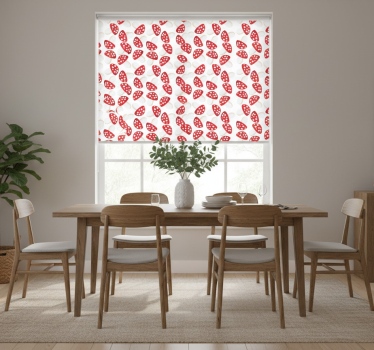 Tenda a rullo sala da pranzo funghi classici sfondo bianco - TenStickers
