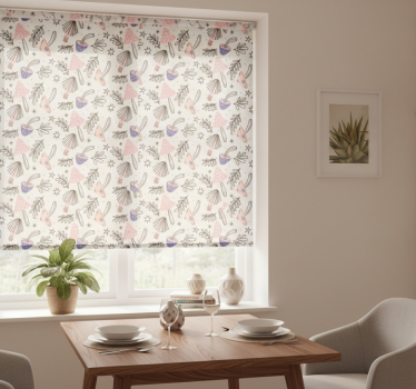 Tenda a rullo sala da pranzo funghi e fiori classici - TenStickers