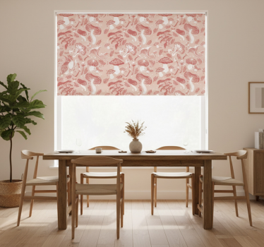 Tenda a rullo sala da pranzo funghi forestali su beige - TenStickers