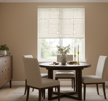 Tenda a rullo sala da pranzo geometria oro e bianco - TenStickers