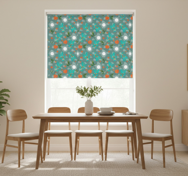 Tenda a rullo sala da pranzo geometrica floreale - TenStickers