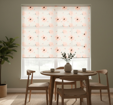 Tenda a rullo sala da pranzo grandi fiori acquerello beige - TenStickers