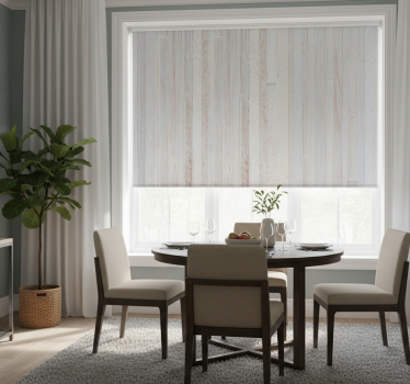 Tenda a rullo sala da pranzo legno grigio elegante - TenStickers
