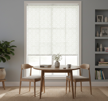 Tenda a rullo sala da pranzo linee geometriche grigie - TenStickers
