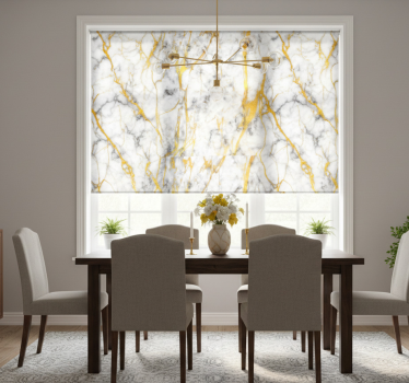 Tenda a rullo sala da pranzo marmo grigio e oro elegante - TenStickers