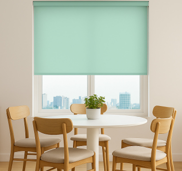 Tenda a rullo sala da pranzo monocolore verde acqua pallido - TenStickers