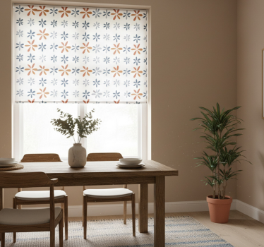 Tenda a rullo sala da pranzo motivi floreali geometrici - TenStickers