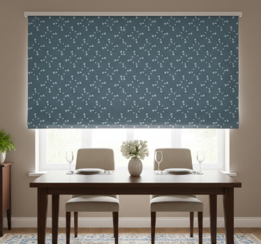 Tenda a rullo sala da pranzo motivo fiore magnolia blu - TenStickers