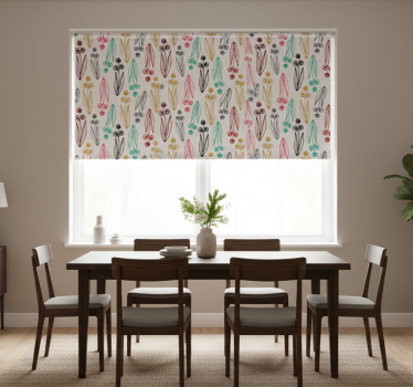Tenda a rullo sala da pranzo motivo floreale astratto - TenStickers