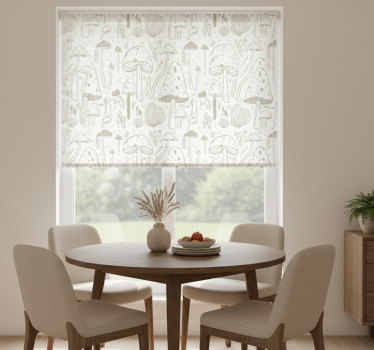 Tenda a rullo sala da pranzo motivo funghi beige - TenStickers