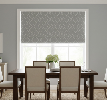 Tenda a rullo sala da pranzo motivo geometrico grigio - TenStickers