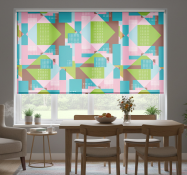Tenda a rullo sala da pranzo motivo geometrico pastello - TenStickers