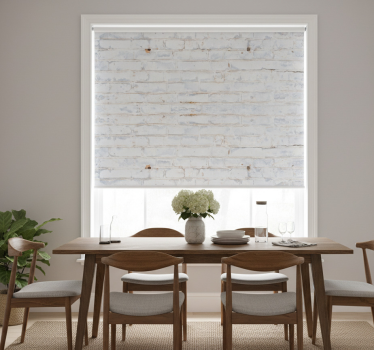 Tenda a rullo sala da pranzo motivo mattoni bianchi usurati - TenStickers