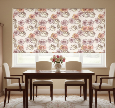 Tenda a rullo sala da pranzo motivo rose stile inglese - TenStickers