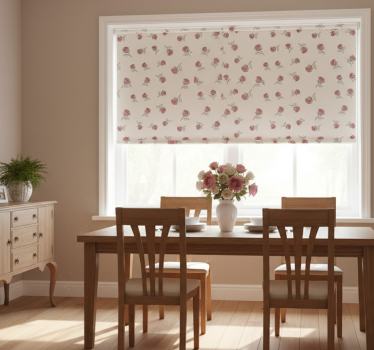 Tenda a rullo sala da pranzo motivo rose vintage romantico - TenStickers