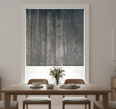 Tenda a rullo sala da pranzo motivo rustico grigio - TenStickers