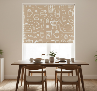 Tenda a rullo sala da pranzo motivo tazze e bicchieri - TenStickers