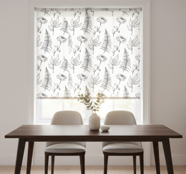 Tenda a rullo sala da pranzo tulipani bianchi e neri - TenStickers