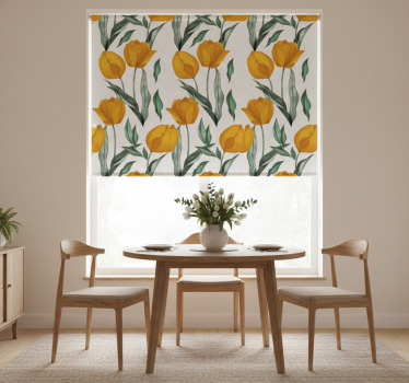 Tenda a rullo sala da pranzo motivo tulipani gialli - TenStickers