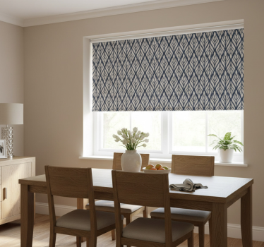 Tenda a rullo sala da pranzo ornamento grigio blu glamour - TenStickers