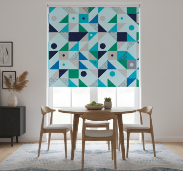 Tenda a rullo sala da pranzo patchwork blu - TenStickers