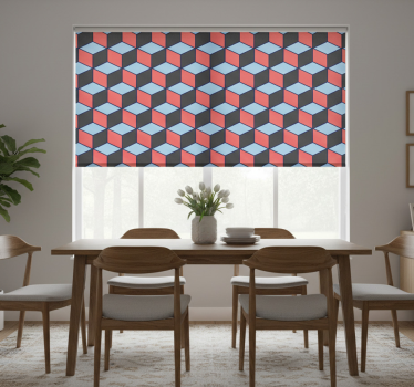 Tenda a rullo sala da pranzo quadrati 3d geometrici - TenStickers