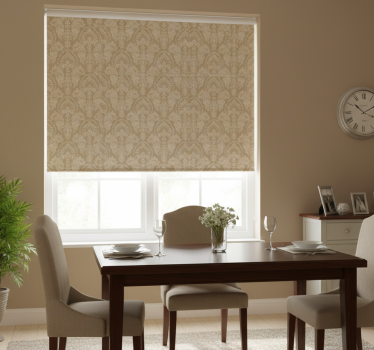 Tenda a rullo sala da pranzo stile damascato beige - TenStickers