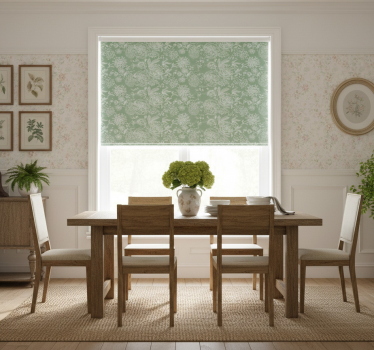 Tenda a rullo sala da pranzo stile floreale verde - TenStickers