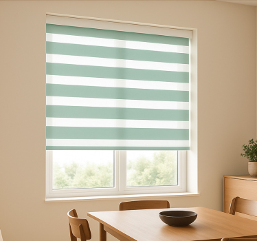 Tenda a rullo sala da pranzo strisce verde acqua - TenStickers