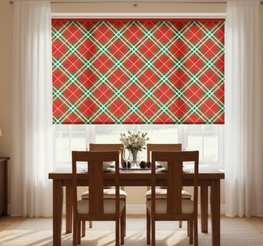 Tenda a rullo sala da pranzo tartan scozzese rosso e verde - TenStickers