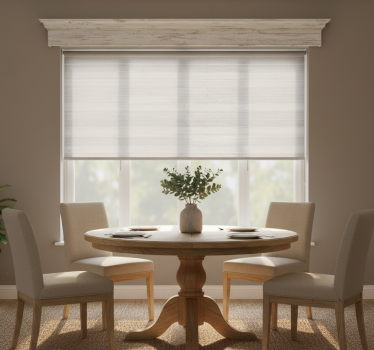 Tenda a rullo sala da pranzo tavole di legno grigie eleganti - TenStickers
