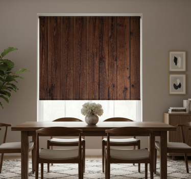Tenda a rullo sala da pranzo tavole di legno marroni scure - TenStickers