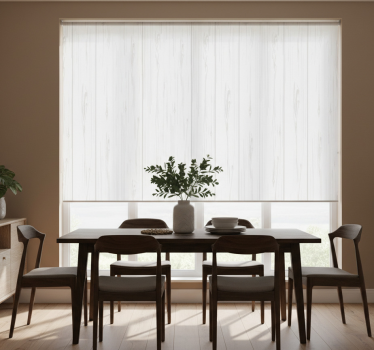 Tenda a rullo sala da pranzo texture legno bianco rustico - TenStickers