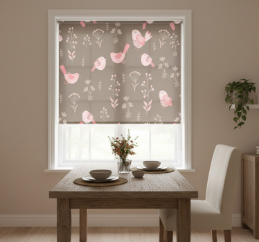 Tenda a rullo sala da pranzo uccelli rosa vintage - TenStickers