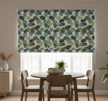 Tenda a rullo sala da pranzo verde e blu tropicale - TenStickers