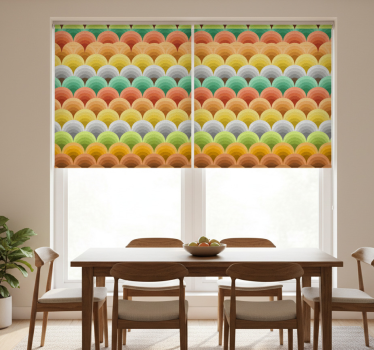 Tenda a rullo sala da pranzo vintage con cerchi arancioni - TenStickers